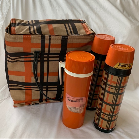 vintage plaid thermos